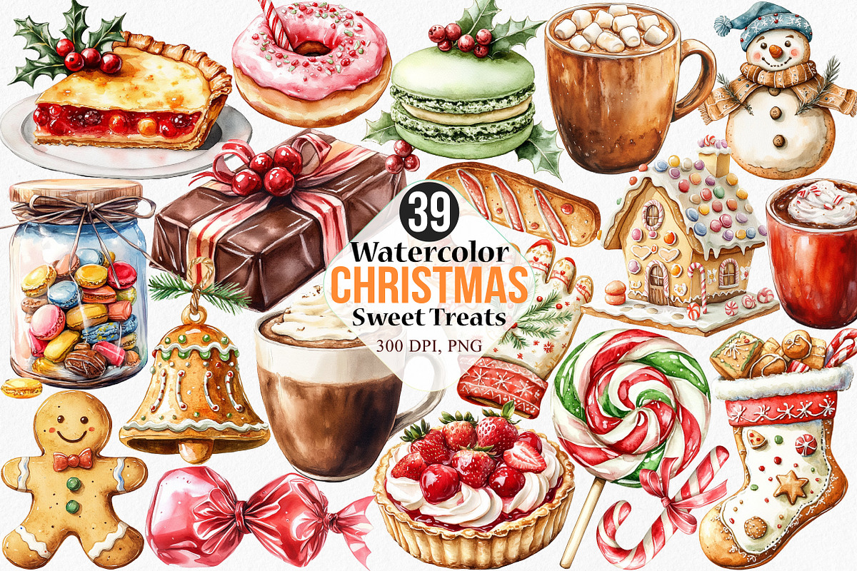 Watercolor Christmas Sweet Treats, an Illustration by Canvas Craft (Photo 1 of 7)
