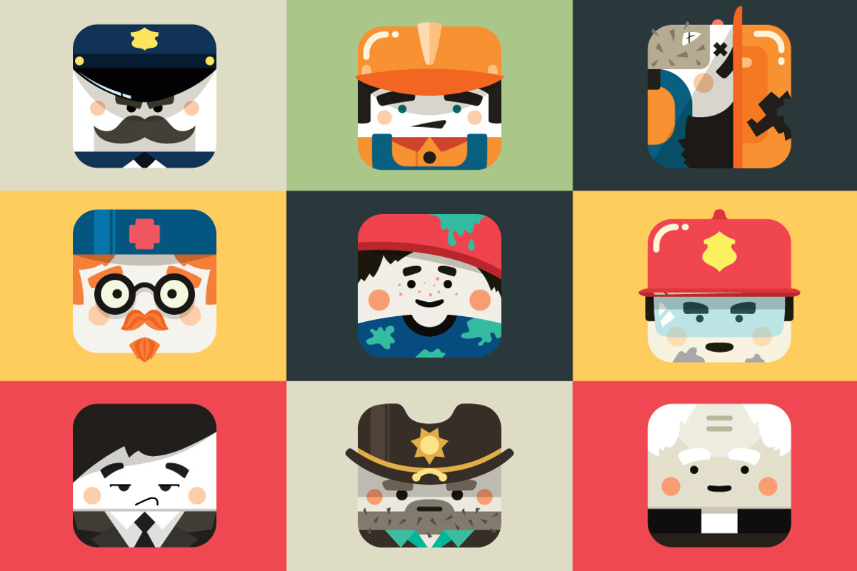 Set of flat profession icons, an Icon by Andrew Bzh.