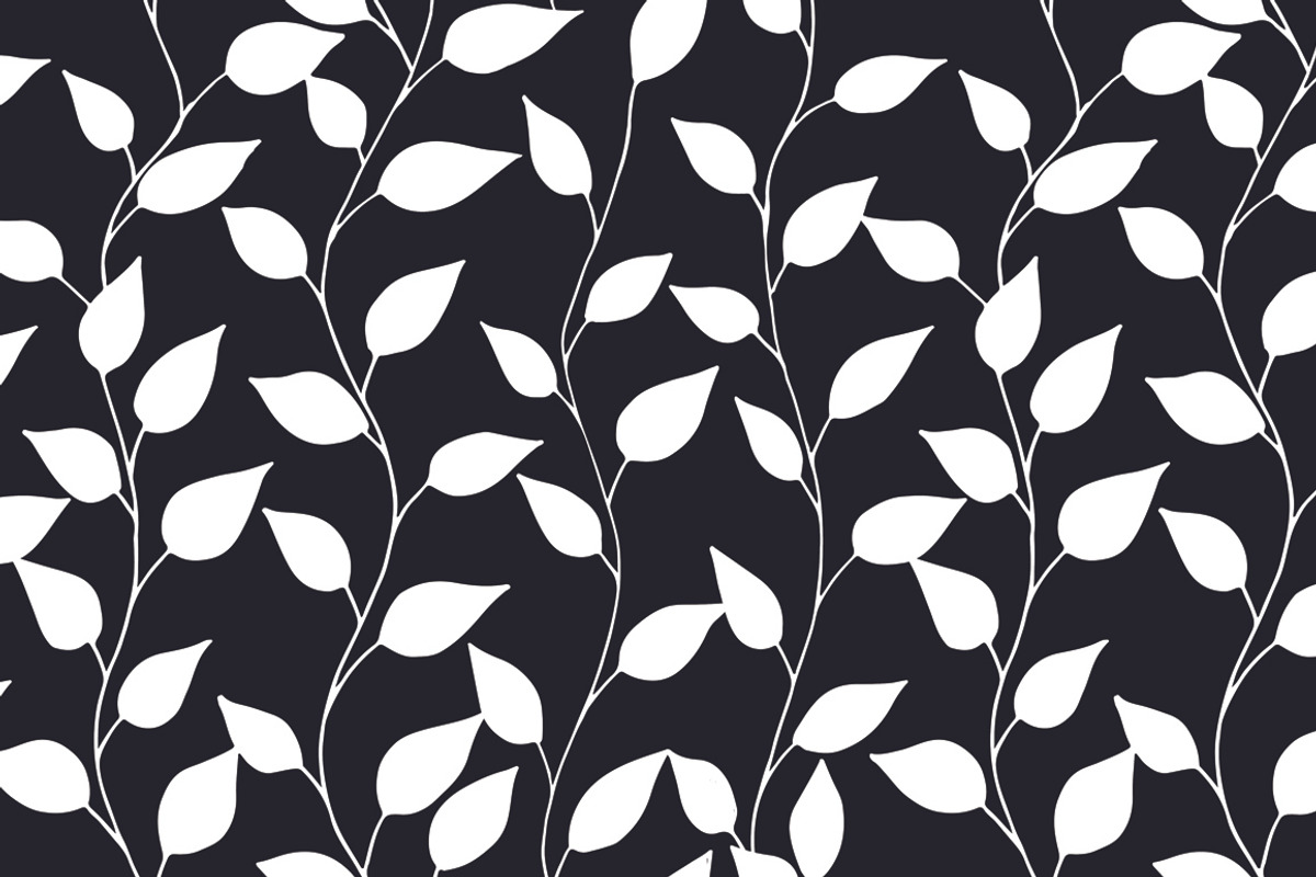 Black&White Leaves patterns set, a Pattern Graphic by Asyndrom (Photo 4 of 4)