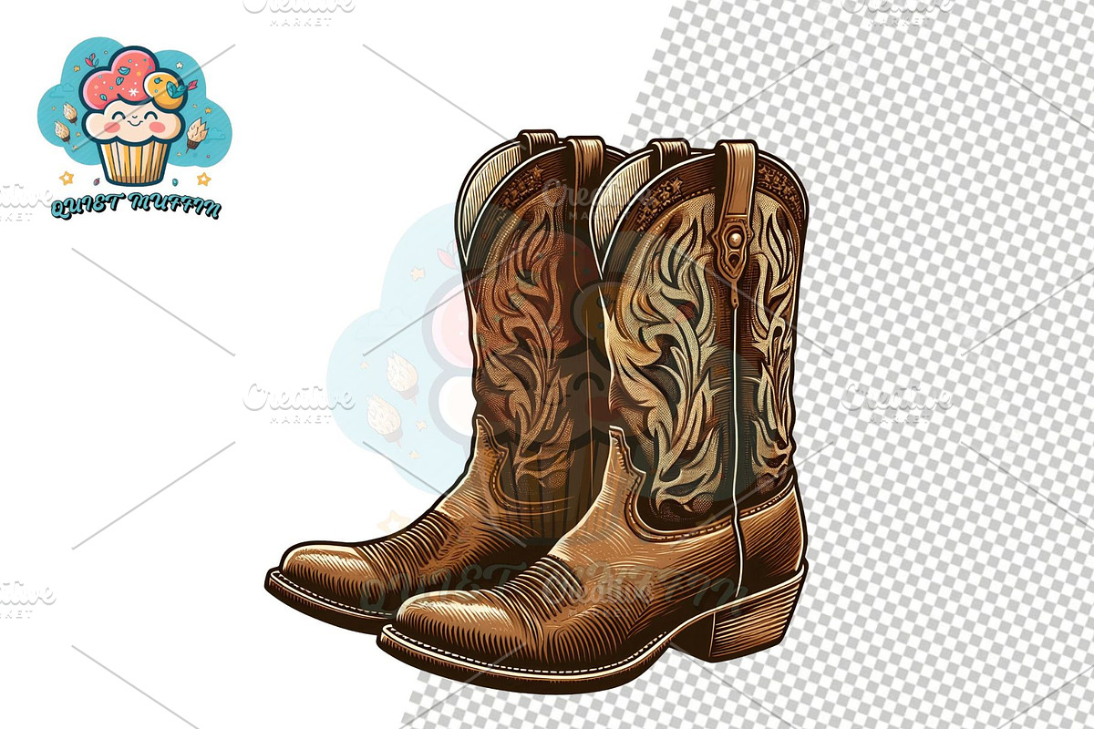 Cowboy Clipart Western Vintage, a Decorative Illustration by QM_ART (Photo 15 of 17)