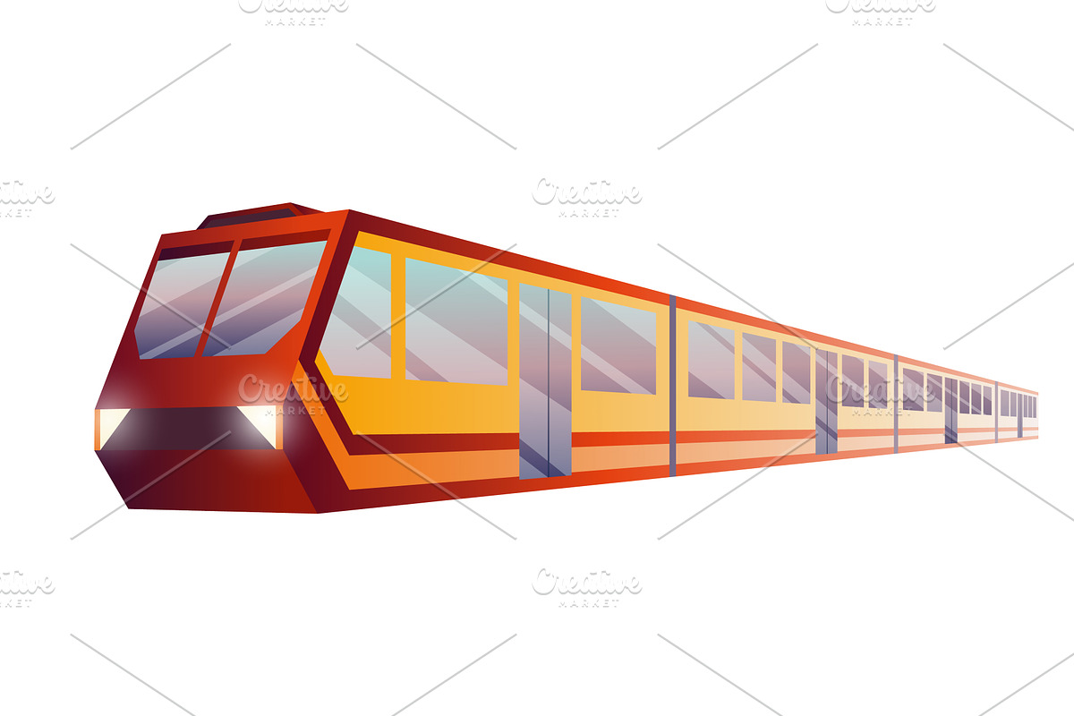 Railway station with train, a Transportation Illustration by Things for designers