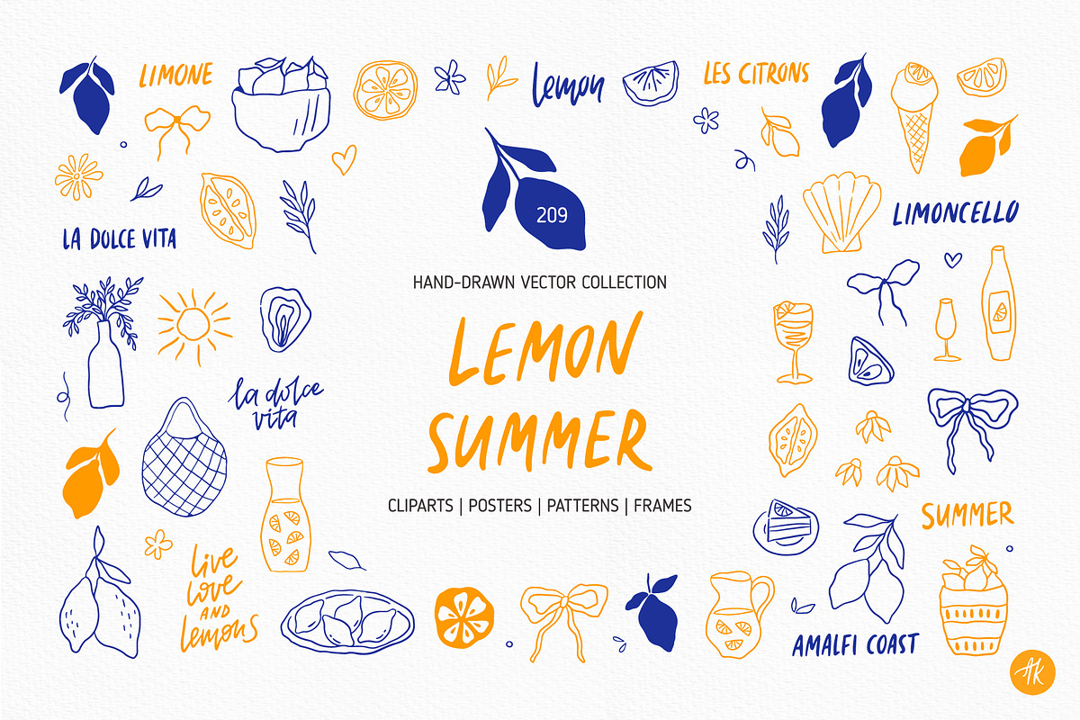 Lemon Summer Hand Drawn Collection, an Object Graphic by Alena Koval (Photo 1 of 18)