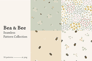 Bea & Bee 16 Seamless Patterns