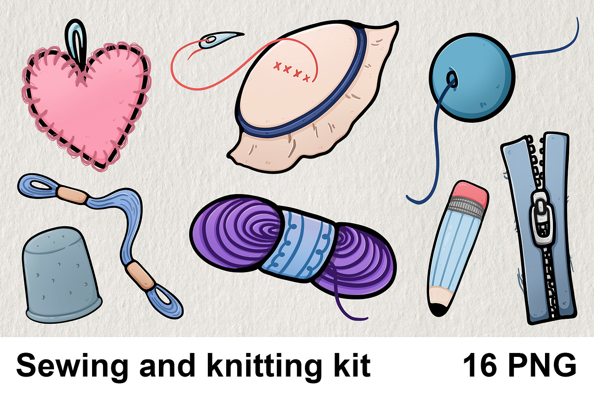 Sewing and knitting kit PNG, an Object Illustration by LOKSKIH (Photo 1 of 4)