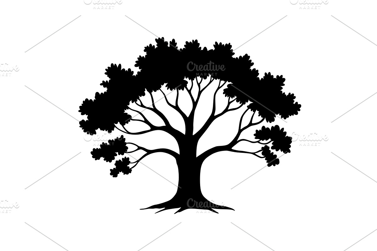 Oak silhouette towering over, an Illustration by Things for designers