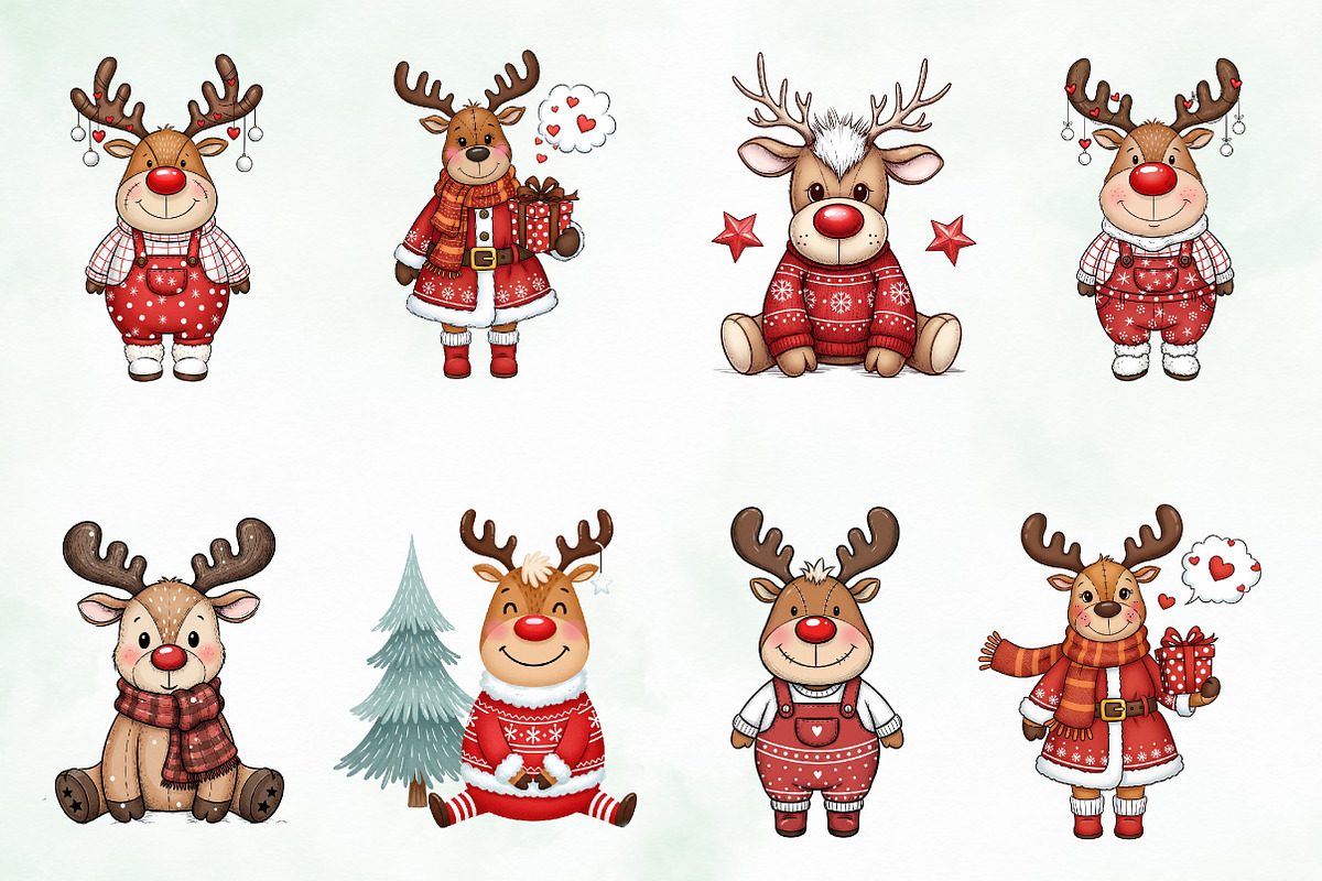 Quirky Funny Christmas Reindeer Png, an Illustration by Creative Art (Photo 4 of 4)