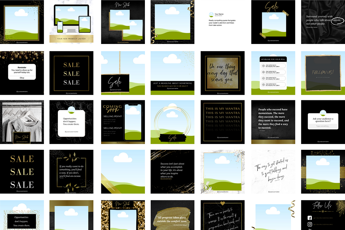 Black and Gold Luxury Templates Canva