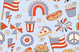 4th of July Seamless Pattern, a Decorative Illustration by TitaLivingArt