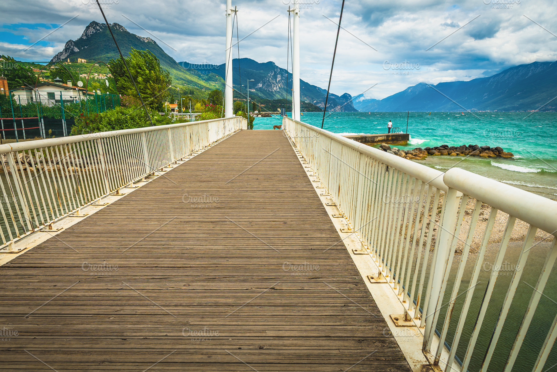 Walkway on the pedestrian bridge, an Architecture Photo by Alpine Dreams