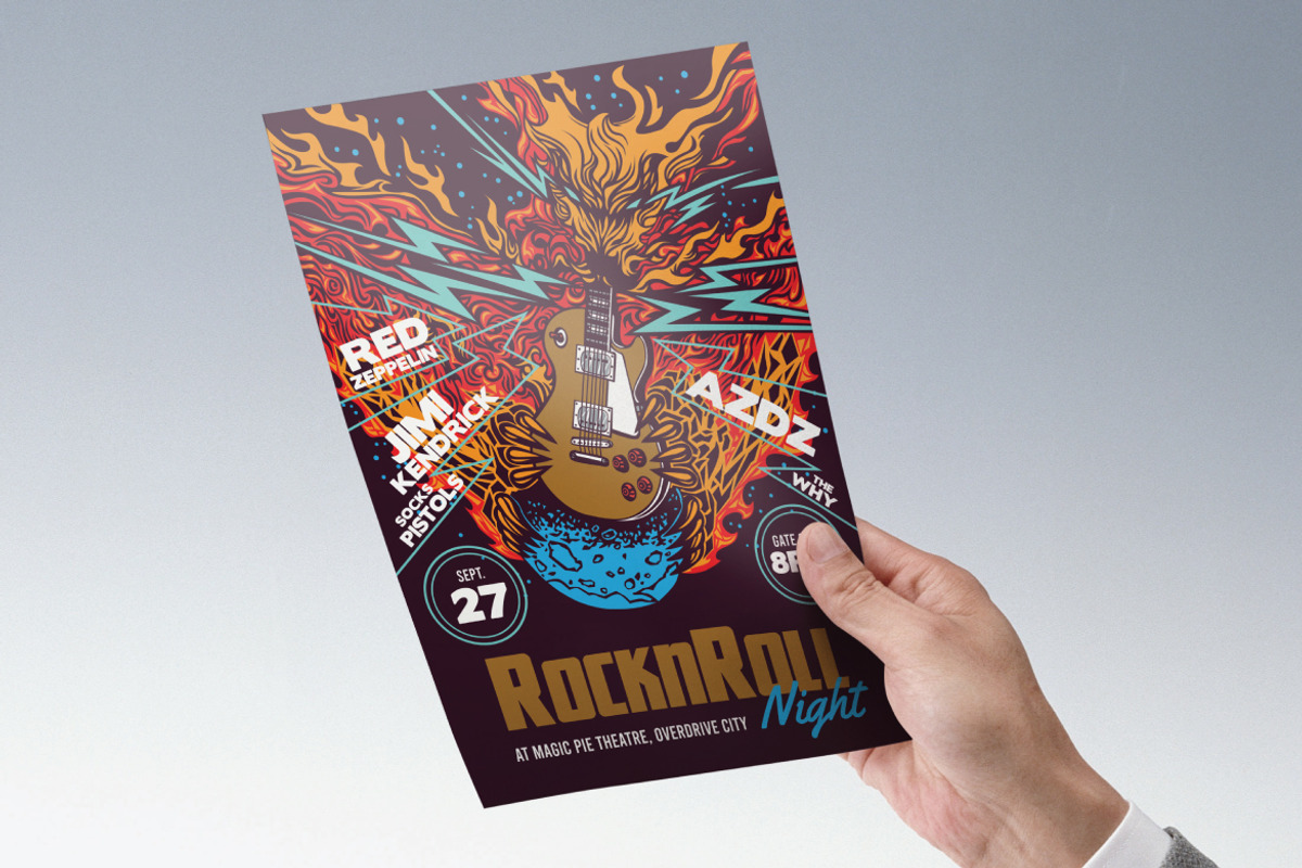 Hand Drawn Rock And Roll Night Flyer, a Flyer Template by ashenterprise (Photo 2 of 4)