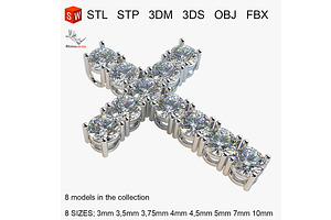 Cross With Diamonds 3D Print Model