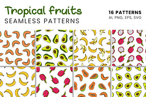 Seamless Tropical Fruits Pattern