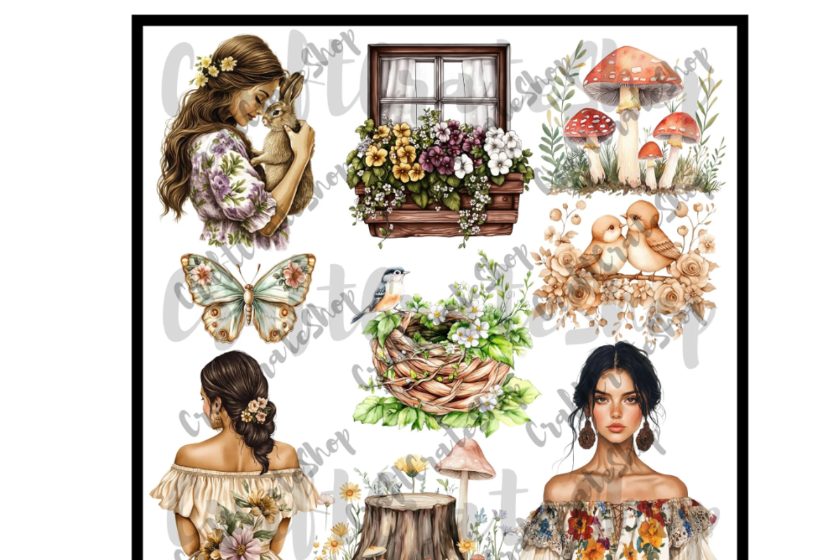 Watercolor Boho Spring Clipart, an Illustration by CraftCrateShop (Photo 3 of 7)