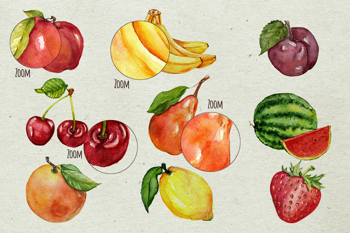 Watercolor fruit collection, a Decorative Illustration by Art Loft (Photo 3 of 4)