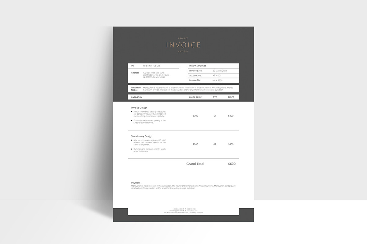 Brief-Estimation-Invoice-Letterhead, a Stationery Template by artisanHR (Photo 5 of 9)