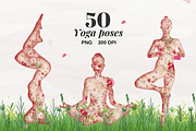 50 yoga poses with flower pattern, a Healthcare Illustration by Ellis Art (Thumbnail 1 of 7)