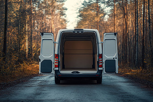 Empty van with opened doors, ready to load, a Photo by AlyaAnd