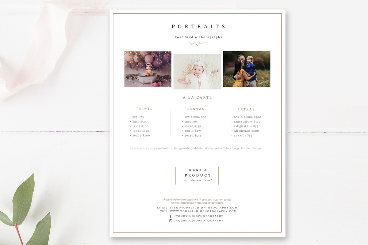 Photography Pricing Guide PSD, a Flyer Template by By Stephanie Design (Photo 6 of 6)