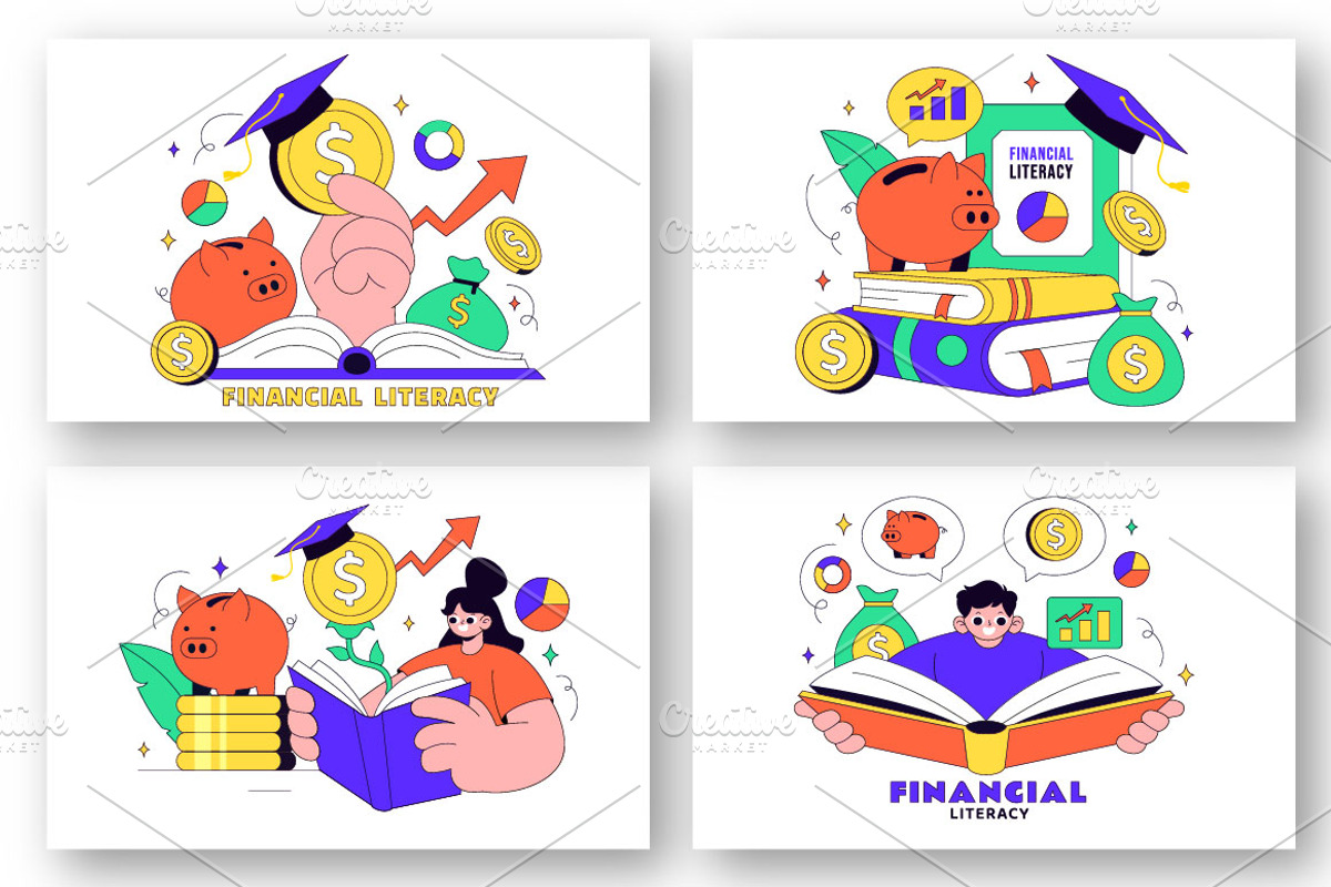 10 Financial Literacy Illustration, a Finance Illustration by denayunebgt (Photo 3 of 4)