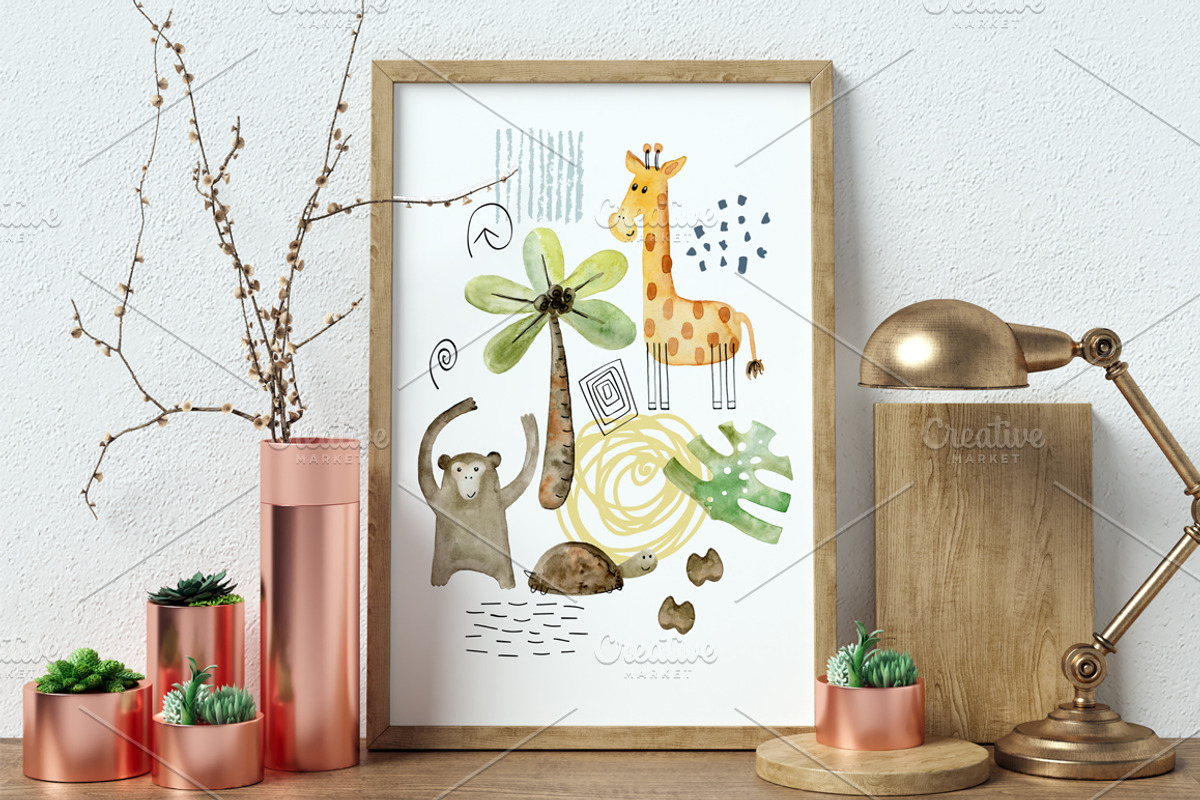 Watercolor safari clipart. Alphabet., an Animal Illustration by TaPilipa (Photo 10 of 13)