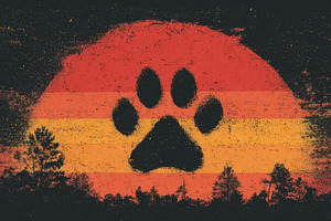 Sunset with a large paw print, a Photo by Beautiful things