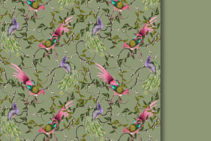 Pheasant, Exotic Birds Pattern