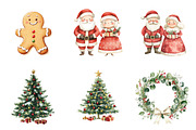Watercolor Cute Christmas Clipart, a Transportation Illustration by SinaCreation (Thumbnail 4 of 6)