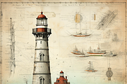 Vintage Lighthouse, a Background Graphic by Printable Treasure (Thumbnail 6 of 7)