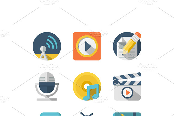Media and Communication Flat icons preview 2