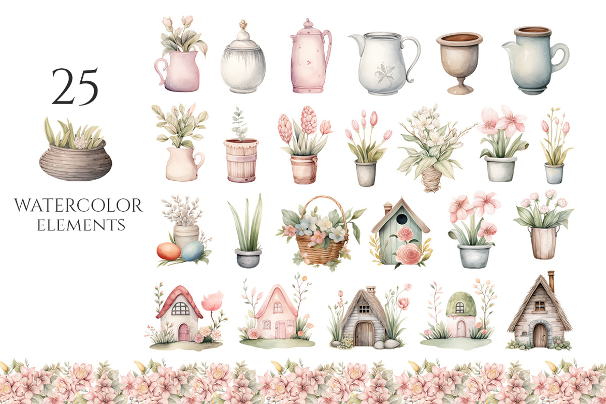 Watercolor Happy Easter Collection, a Decorative Illustration by Evgeniia (Photo 4 of 17)