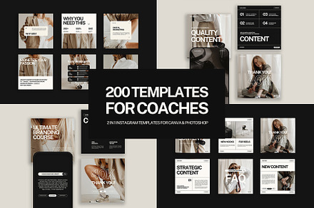 200 Instagram Templates for Coaches, a Social Media Template by Instprofi | Studio Estimo