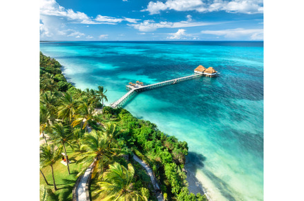 Aerial view of bungalow, white sandy, a Nature Photo by den-belitsky