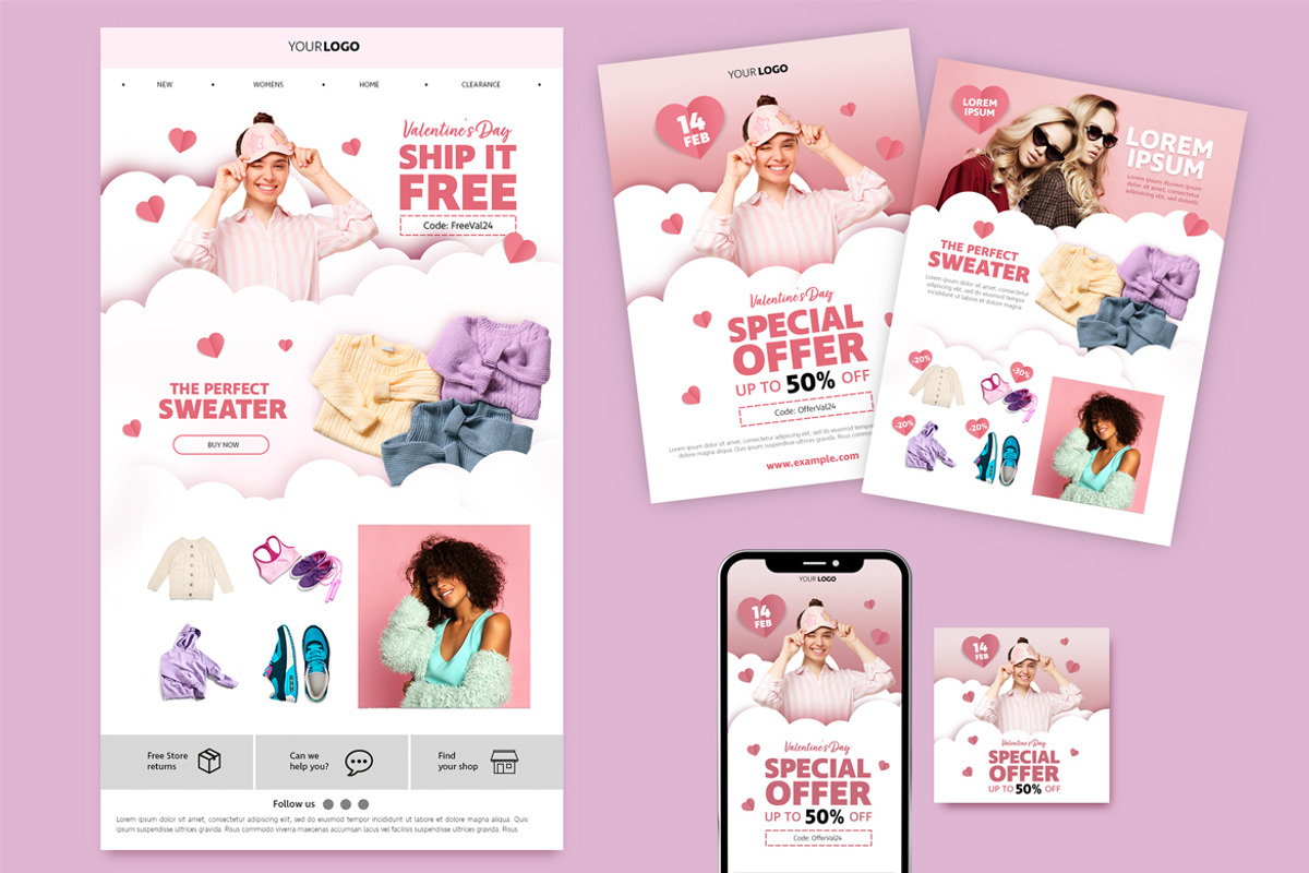 Valentine's Day Digital & Print Pack, a Print Template by McLittle Stock (Photo 1 of 4)
