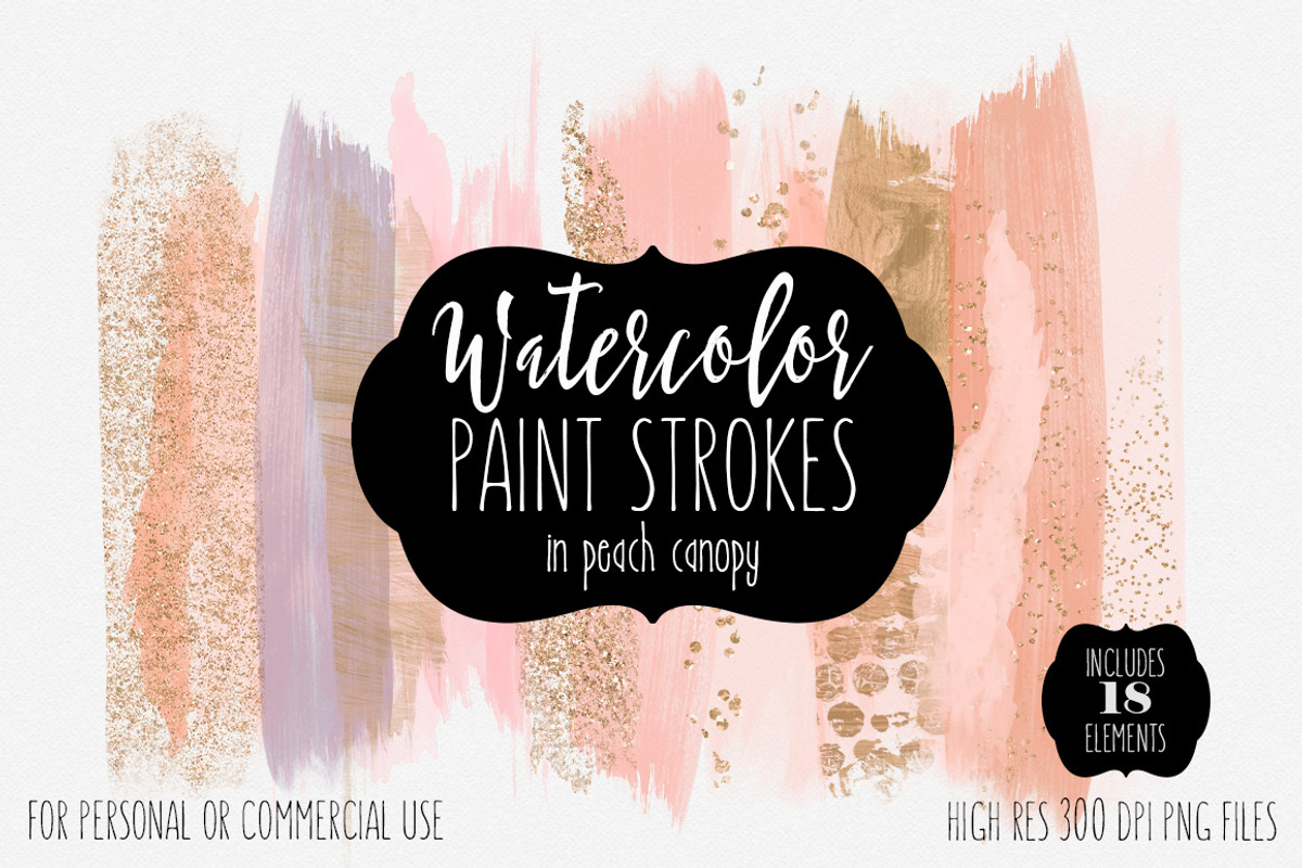 Watercolor Brush Strokes Peach Gold, a Texture Graphic by ClipartBrat Graphics (Photo 1 of 2)