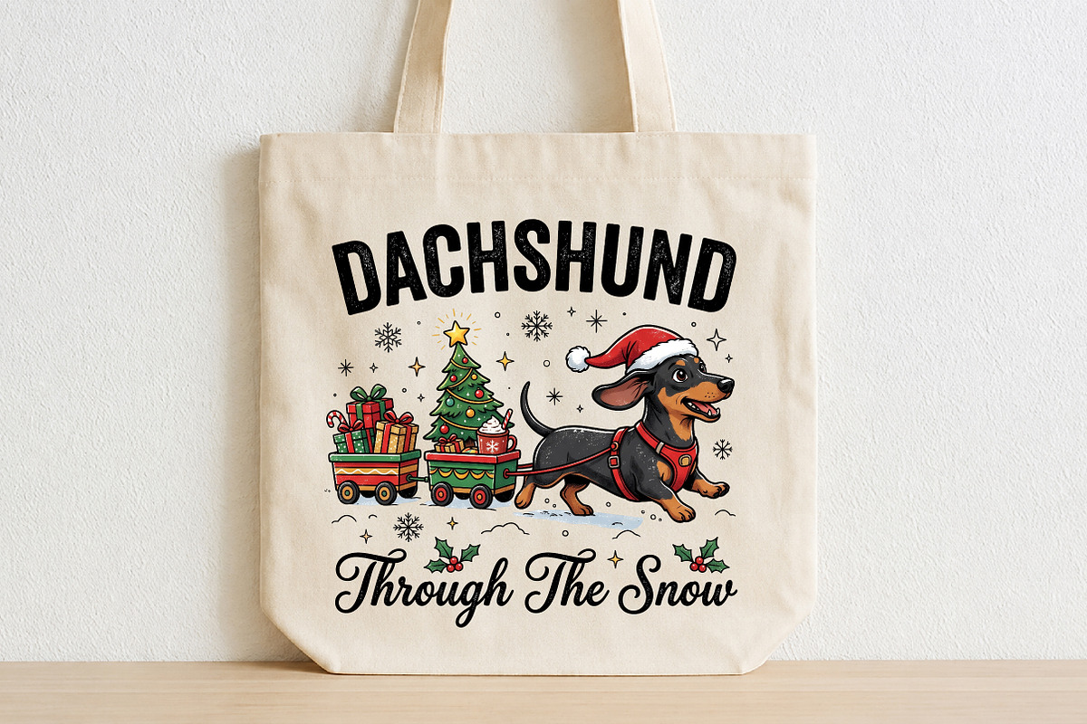 Dachshund Express Through the Snow, a Seasonal Illustration by CraftArtStudio (Photo 2 of 4)
