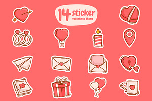 14 Kawaii Icons & Stickers Valentine