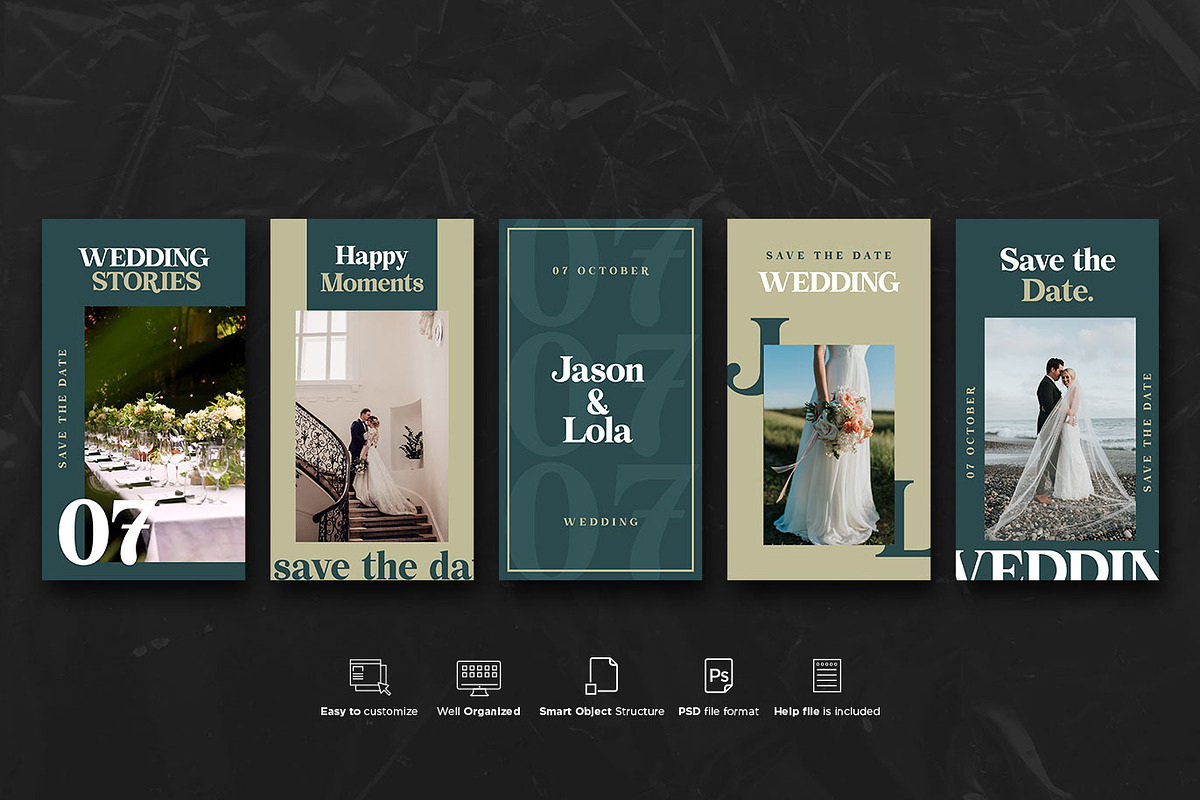 Wedding Social Stories PSD Templates, a Social Media Template by Giraffe Design Studio (Photo 19 of 21)
