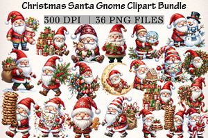 Christmas Santa Gnome Clipart Bundle, a Transportation Illustration by Digital Artistic99