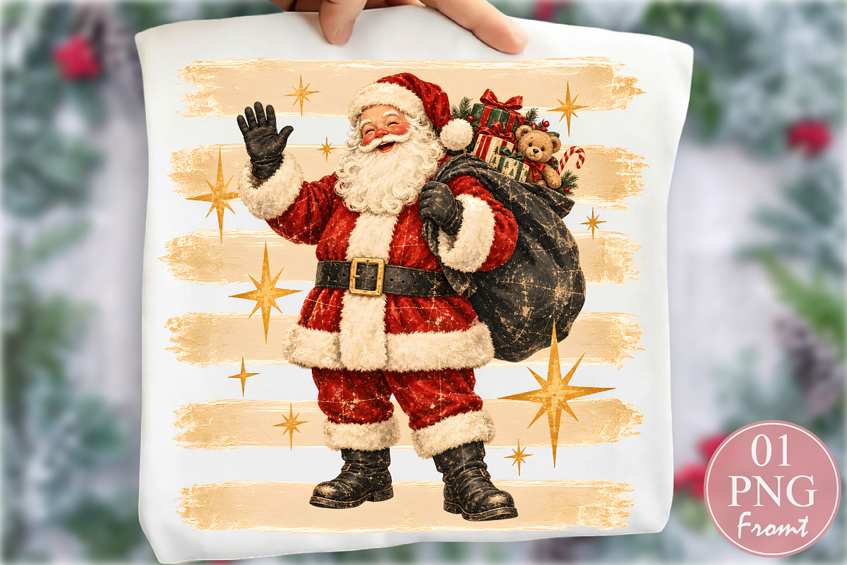 Vintage Santa Claus Christmas PNG, a Seasonal Illustration by Rose Art (Photo 1 of 4)