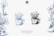 Blue toile floral monogram frames, a Decorative Illustration by Patishop Art (Thumbnail 2 of 9)