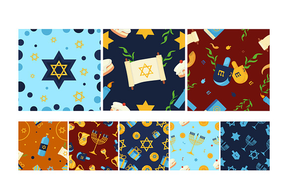 Hanukkah Seamless Patterns preview 3