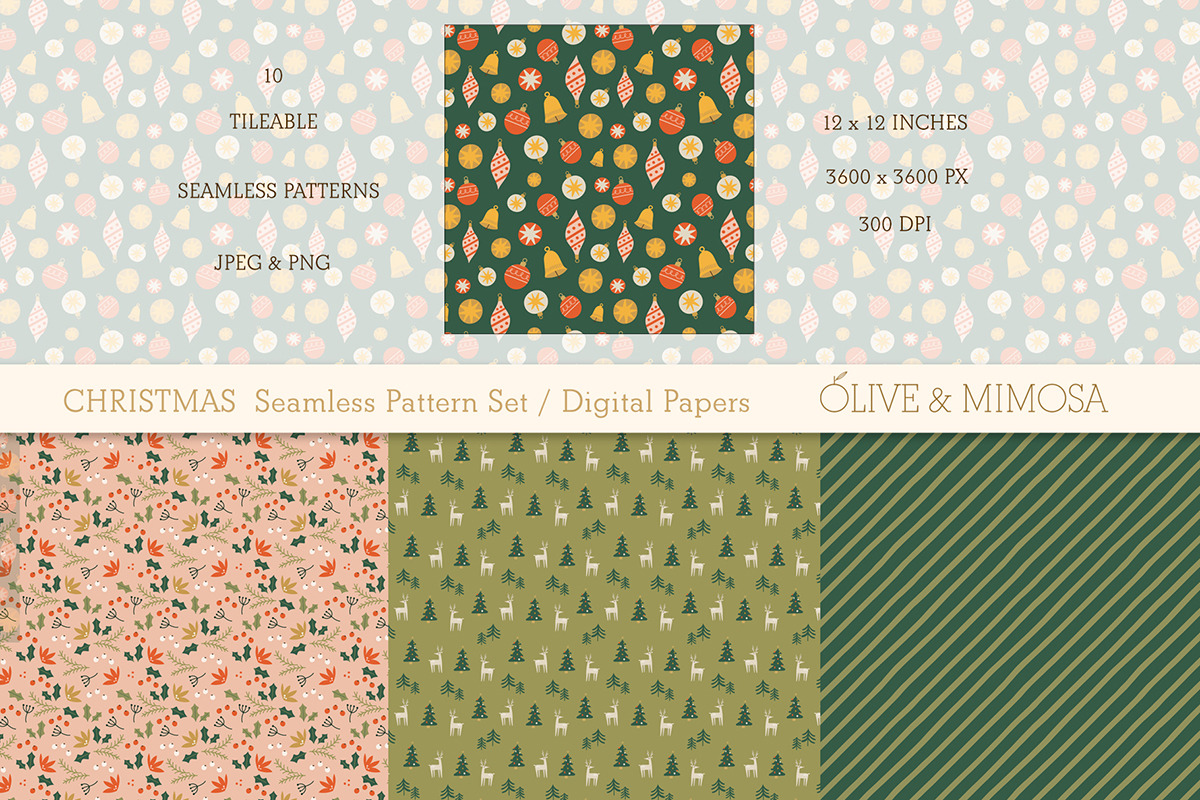 Christmas seamless patterns, a Graphic by Olive & Mimosa (Photo 3 of 3)
