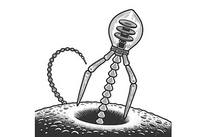 Surreal Lightbulb Machine Drilling, an Illustration by AlexArt