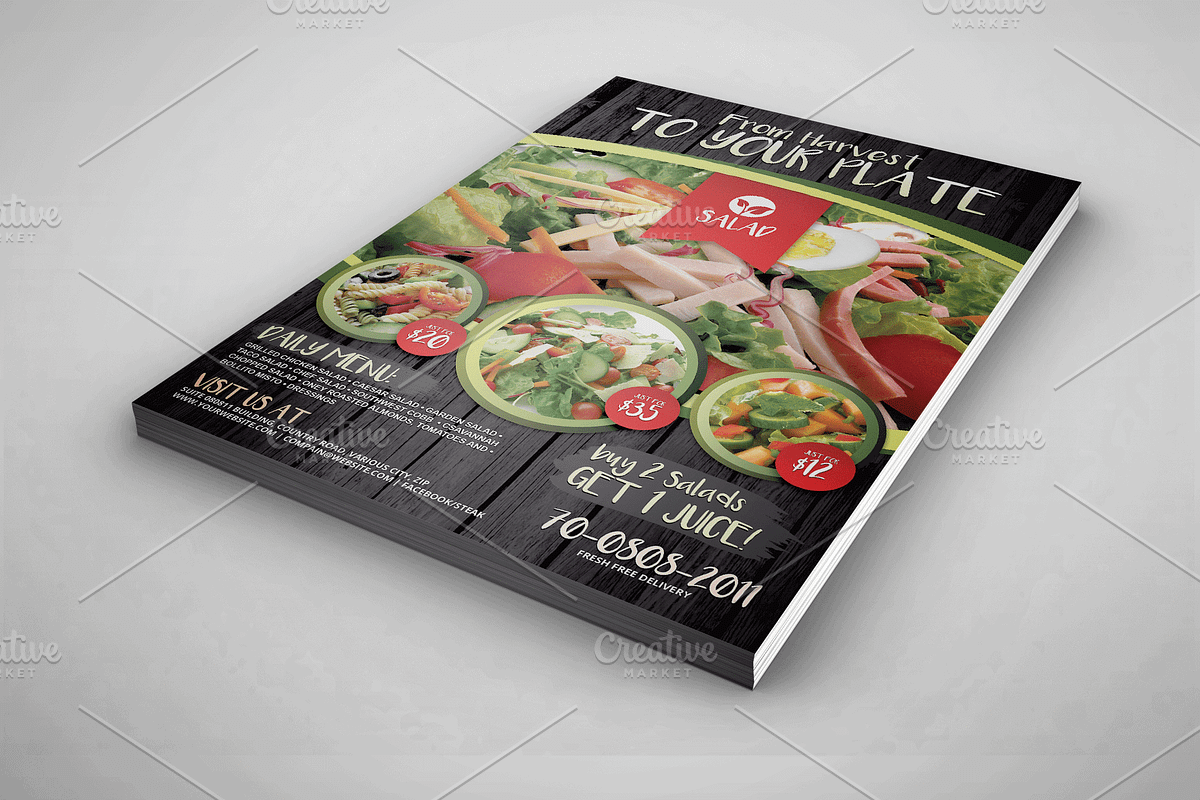 Vegetarian Salad Food Flyer, a Flyer Template by PSDPixel