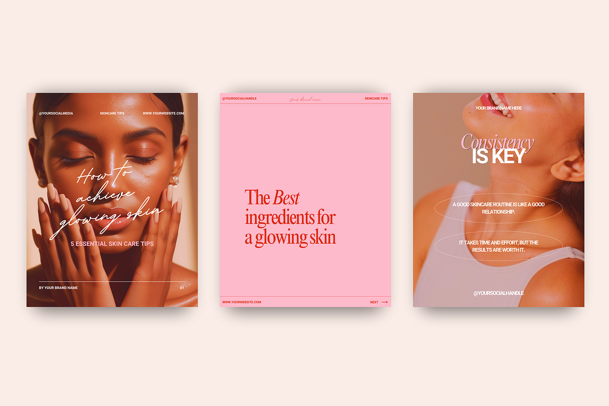 Pinkish Skincare Instagram Templates, a Social Media Template by My Template Studio (Photo 2 of 16)