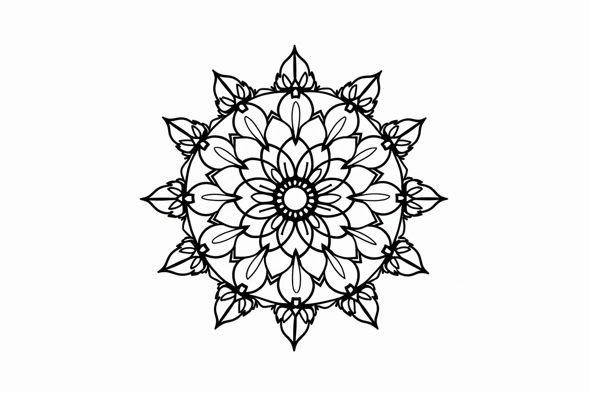 Mandala Art Line Drawing Pack, an Illustration by musafir_fashion (Photo 2 of 11)