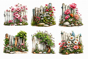 Watercolor Fence Flowers Clipart, an Illustration by Libby Wishes (Thumbnail 6 of 7)