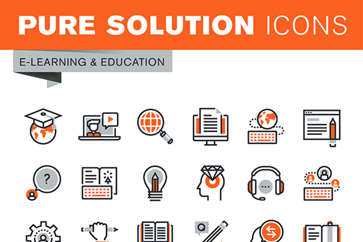 Flat Line Icons of Education preview 6