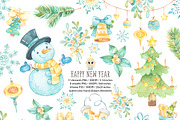Christmas Watercolor Clipart, a Decorative Illustration by Natalya_Mona_Art (Thumbnail 1 of 8)