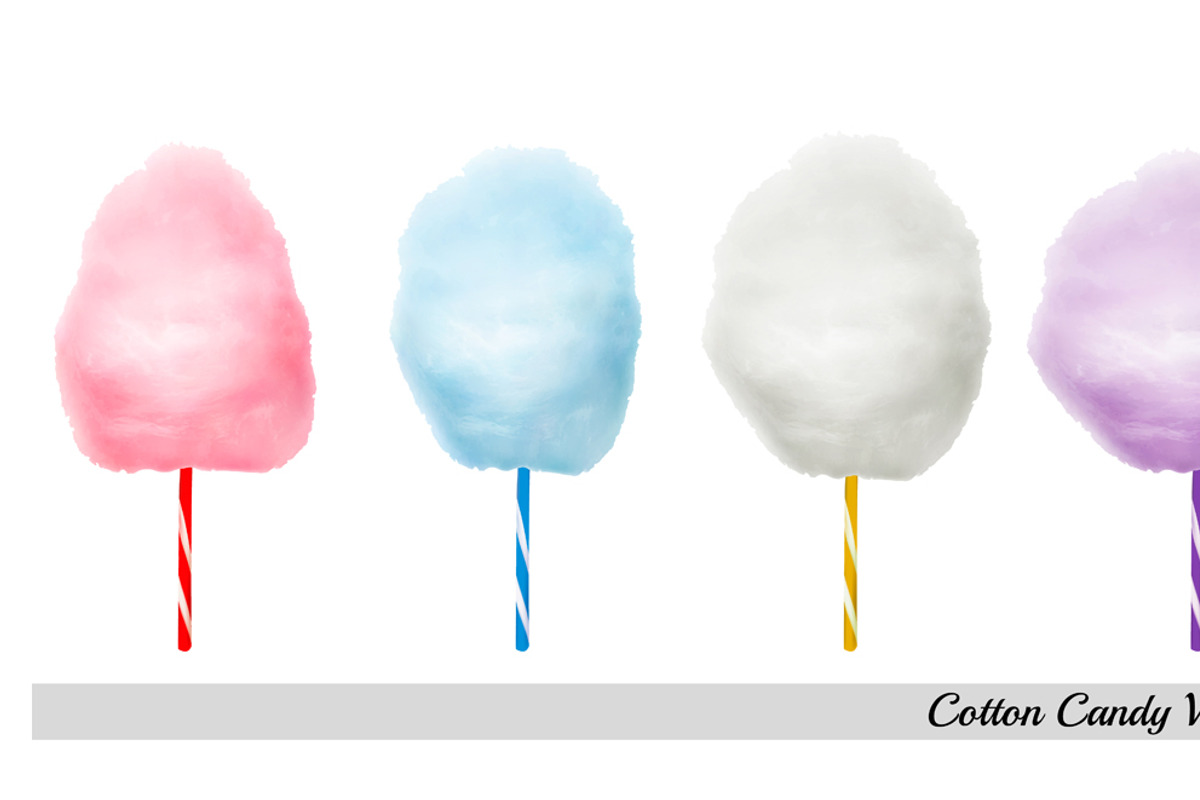 Colorful cotton candies on sticks, a Food Illustration by ecco